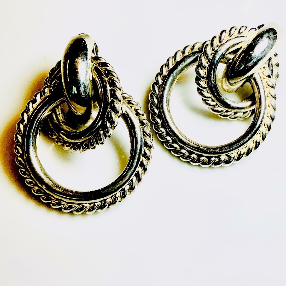 Signed GIVENCHY PARIS NEW YORK Vintage Clips Earrings Silver Tone